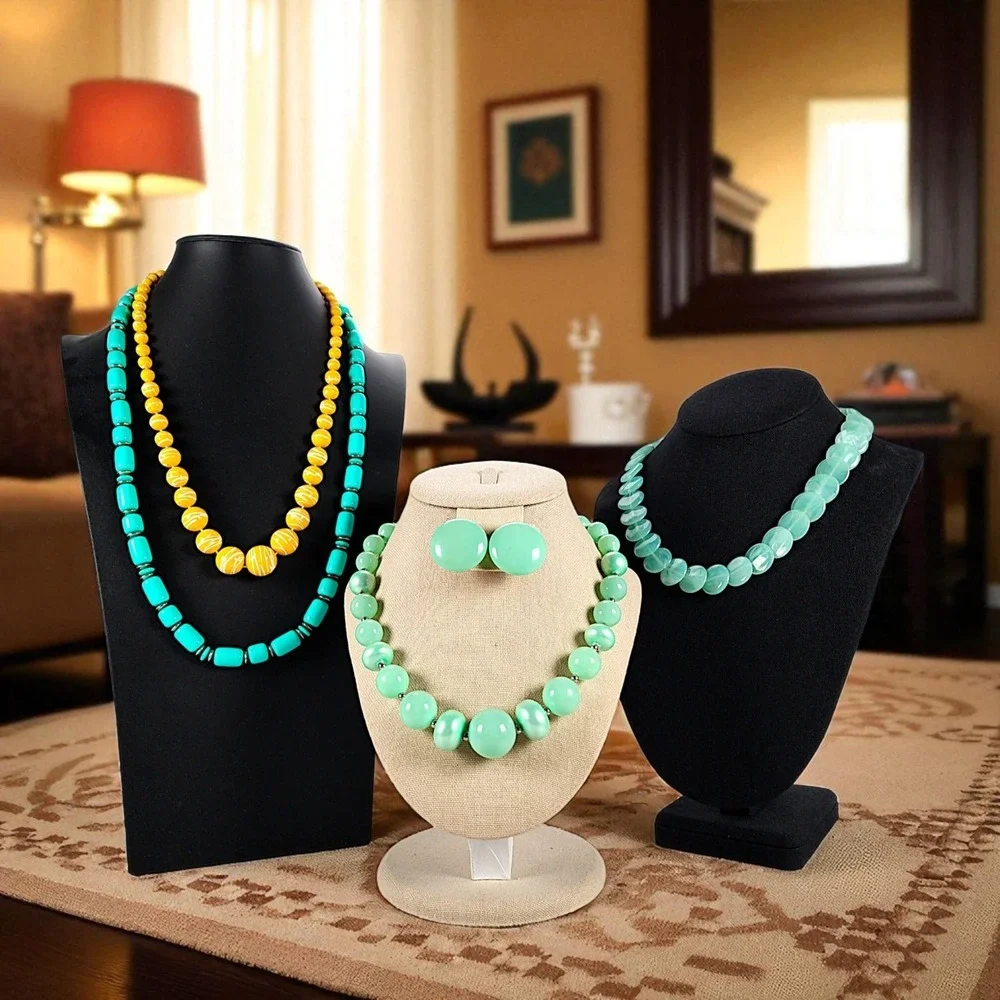 Vtg & Modern Crafting Necklaces Earrings Women's Jewelry Lot of 5 Pieces 8 oz